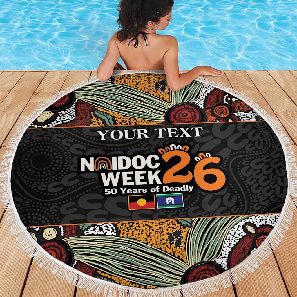 Personalised NAIDOC Deadly 50 Years Beach Blanket Minimalist Aboriginal Art