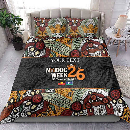 Personalised NAIDOC Deadly 50 Years Bedding Set Minimalist Aboriginal Art