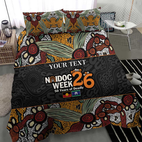 Personalised NAIDOC Deadly 50 Years Bedding Set Minimalist Aboriginal Art