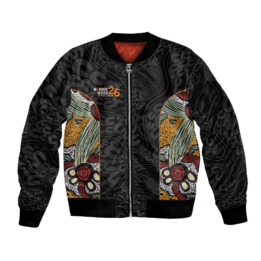Personalised NAIDOC Deadly 50 Years Bomber Jacket Minimalist Aboriginal Art