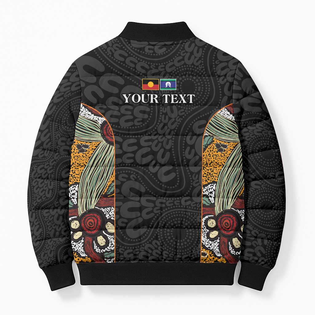 Personalised NAIDOC Deadly 50 Years Bomber Puffer Jacket Minimalist Aboriginal Art