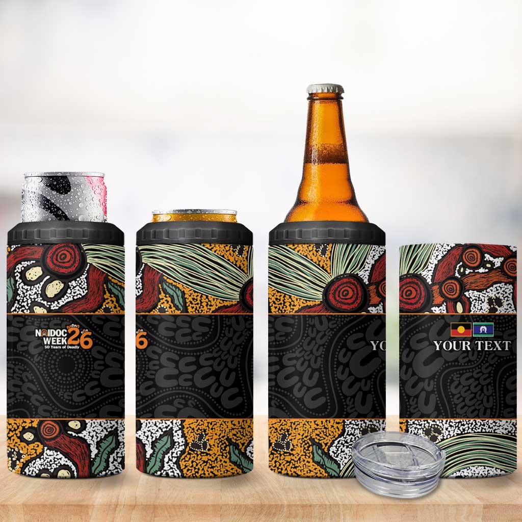 Personalised NAIDOC Deadly 50 Years 4 in 1 Can Cooler Tumbler Minimalist Aboriginal Art