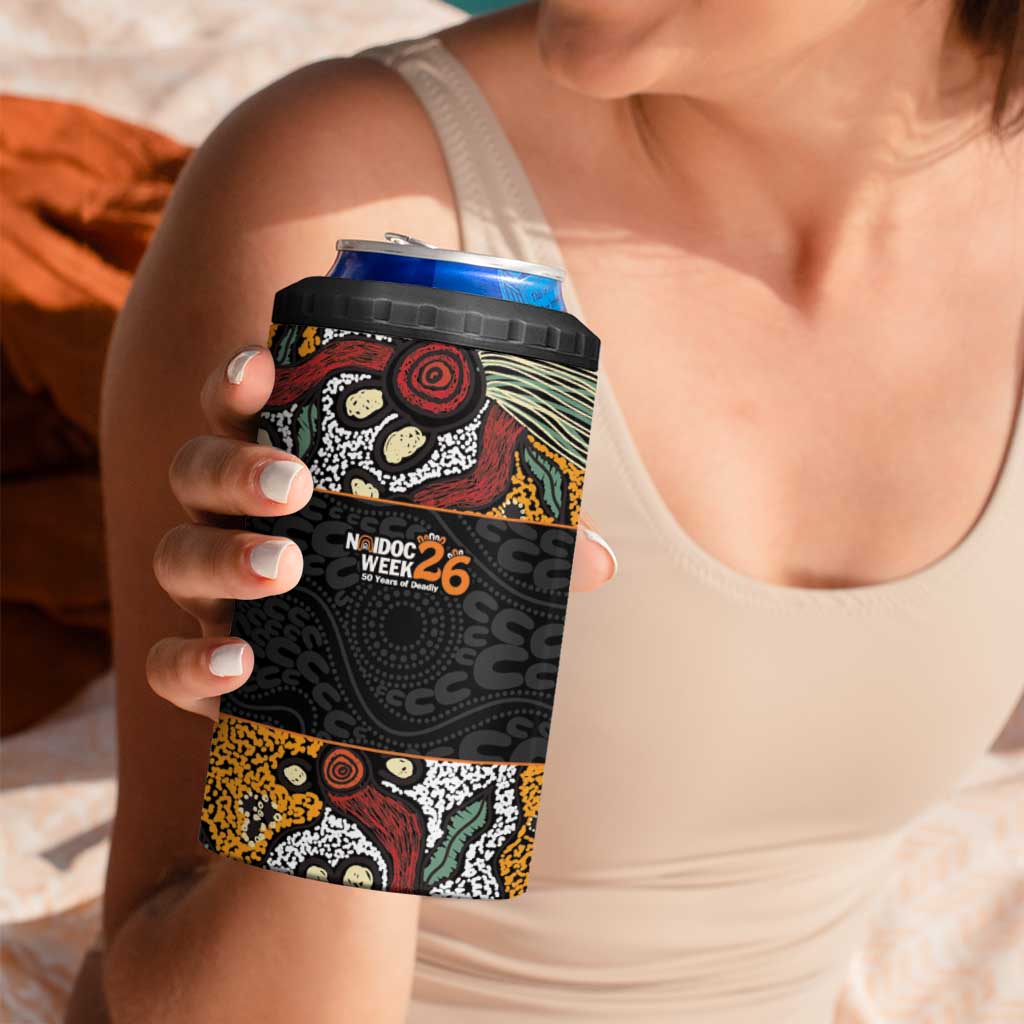 Personalised NAIDOC Deadly 50 Years 4 in 1 Can Cooler Tumbler Minimalist Aboriginal Art