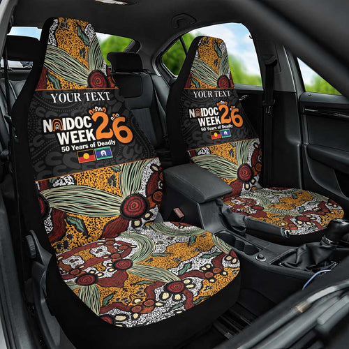 Personalised NAIDOC Deadly 50 Years Car Seat Cover Minimalist Aboriginal Art