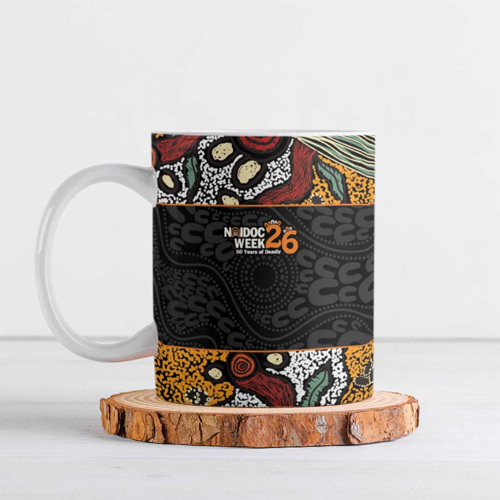 Personalised NAIDOC Deadly 50 Years Ceramic Mug Minimalist Aboriginal Art