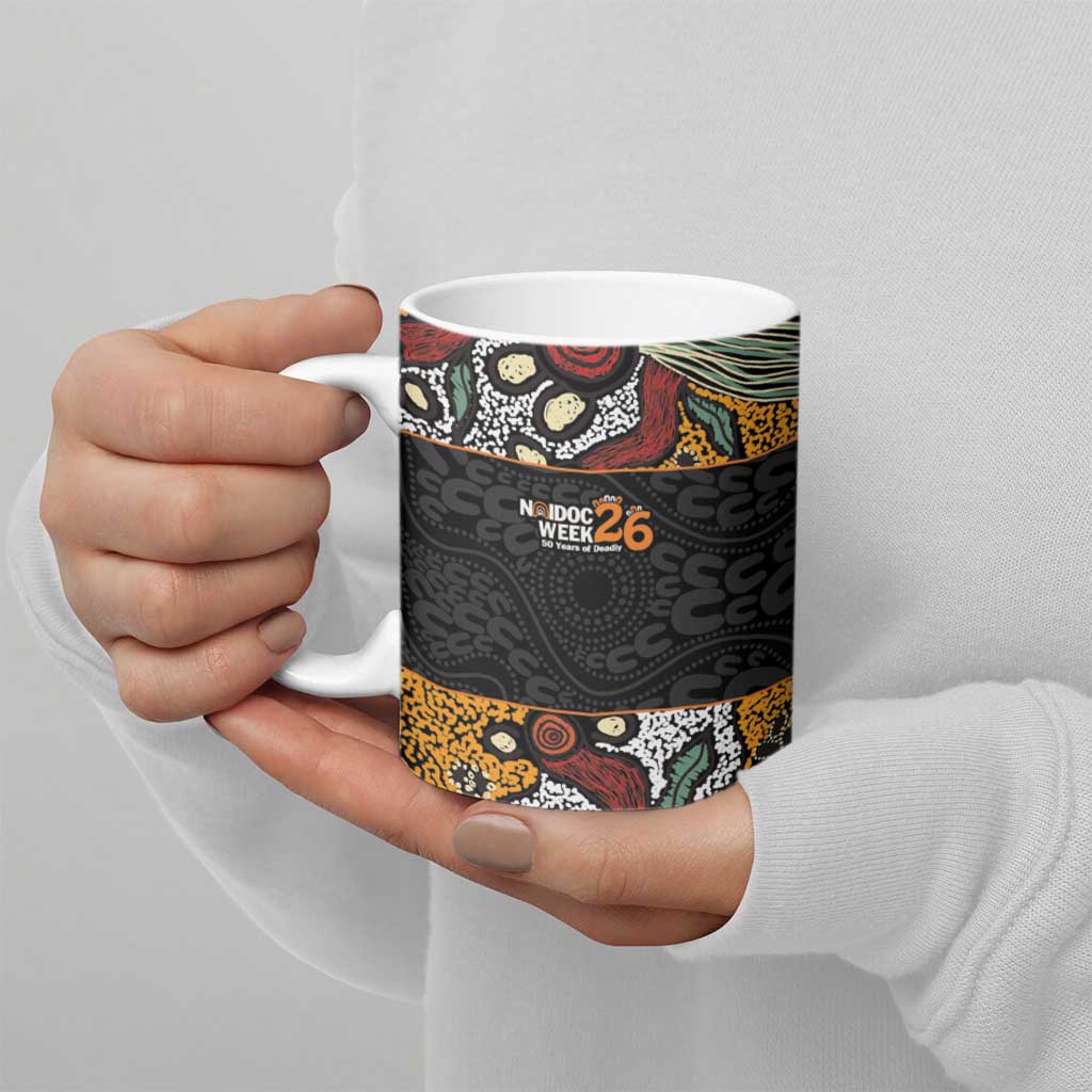Personalised NAIDOC Deadly 50 Years Ceramic Mug Minimalist Aboriginal Art