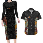 Personalised NAIDOC Deadly 50 Years Couples Matching Long Sleeve Bodycon Dress and Hawaiian Shirt Minimalist Aboriginal Art