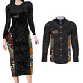Personalised NAIDOC Deadly 50 Years Couples Matching Long Sleeve Bodycon Dress and Long Sleeve Button Shirt Minimalist Aboriginal Art