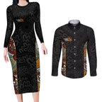 Personalised NAIDOC Deadly 50 Years Couples Matching Long Sleeve Bodycon Dress and Long Sleeve Button Shirt Minimalist Aboriginal Art