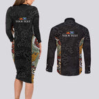 Personalised NAIDOC Deadly 50 Years Couples Matching Long Sleeve Bodycon Dress and Long Sleeve Button Shirt Minimalist Aboriginal Art