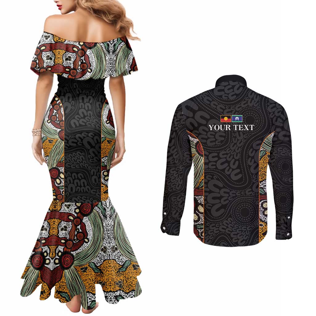 Personalised NAIDOC Deadly 50 Years Couples Matching Mermaid Dress and Long Sleeve Button Shirt Minimalist Aboriginal Art