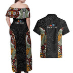 Personalised NAIDOC Deadly 50 Years Couples Matching Off Shoulder Maxi Dress and Hawaiian Shirt Minimalist Aboriginal Art