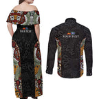 Personalised NAIDOC Deadly 50 Years Couples Matching Off Shoulder Maxi Dress and Long Sleeve Button Shirt Minimalist Aboriginal Art