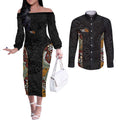 Personalised NAIDOC Deadly 50 Years Couples Matching Off The Shoulder Long Sleeve Dress and Long Sleeve Button Shirt Minimalist Aboriginal Art