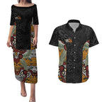 Personalised NAIDOC Deadly 50 Years Couples Matching Puletasi and Hawaiian Shirt Minimalist Aboriginal Art