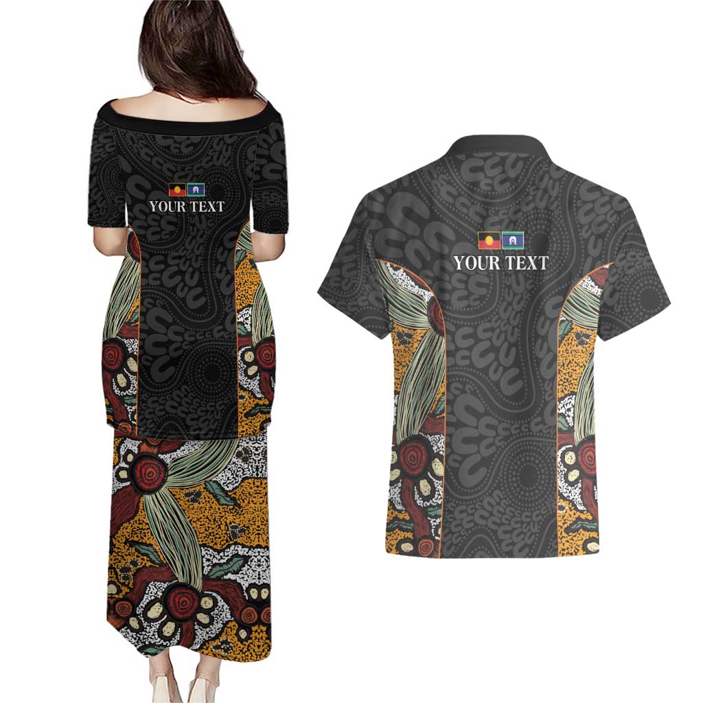 Personalised NAIDOC Deadly 50 Years Couples Matching Puletasi and Hawaiian Shirt Minimalist Aboriginal Art