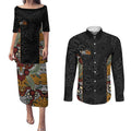 Personalised NAIDOC Deadly 50 Years Couples Matching Puletasi and Long Sleeve Button Shirt Minimalist Aboriginal Art