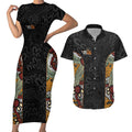 Personalised NAIDOC Deadly 50 Years Couples Matching Short Sleeve Bodycon Dress and Hawaiian Shirt Minimalist Aboriginal Art
