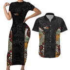 Personalised NAIDOC Deadly 50 Years Couples Matching Short Sleeve Bodycon Dress and Hawaiian Shirt Minimalist Aboriginal Art