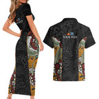 Personalised NAIDOC Deadly 50 Years Couples Matching Short Sleeve Bodycon Dress and Hawaiian Shirt Minimalist Aboriginal Art