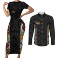Personalised NAIDOC Deadly 50 Years Couples Matching Short Sleeve Bodycon Dress and Long Sleeve Button Shirt Minimalist Aboriginal Art