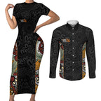 Personalised NAIDOC Deadly 50 Years Couples Matching Short Sleeve Bodycon Dress and Long Sleeve Button Shirt Minimalist Aboriginal Art