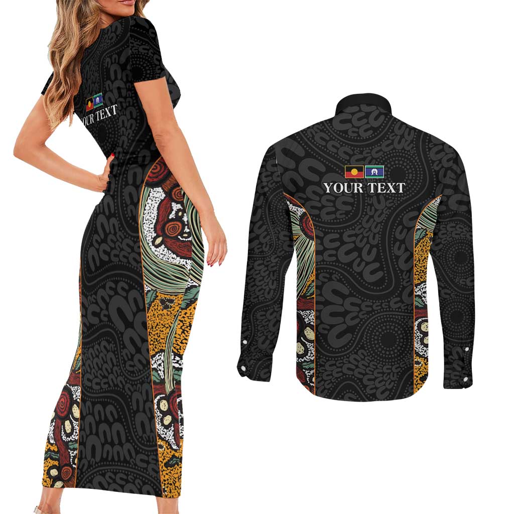 Personalised NAIDOC Deadly 50 Years Couples Matching Short Sleeve Bodycon Dress and Long Sleeve Button Shirt Minimalist Aboriginal Art