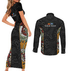 Personalised NAIDOC Deadly 50 Years Couples Matching Short Sleeve Bodycon Dress and Long Sleeve Button Shirt Minimalist Aboriginal Art
