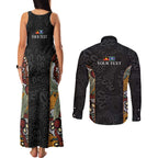 Personalised NAIDOC Deadly 50 Years Couples Matching Tank Maxi Dress and Long Sleeve Button Shirt Minimalist Aboriginal Art