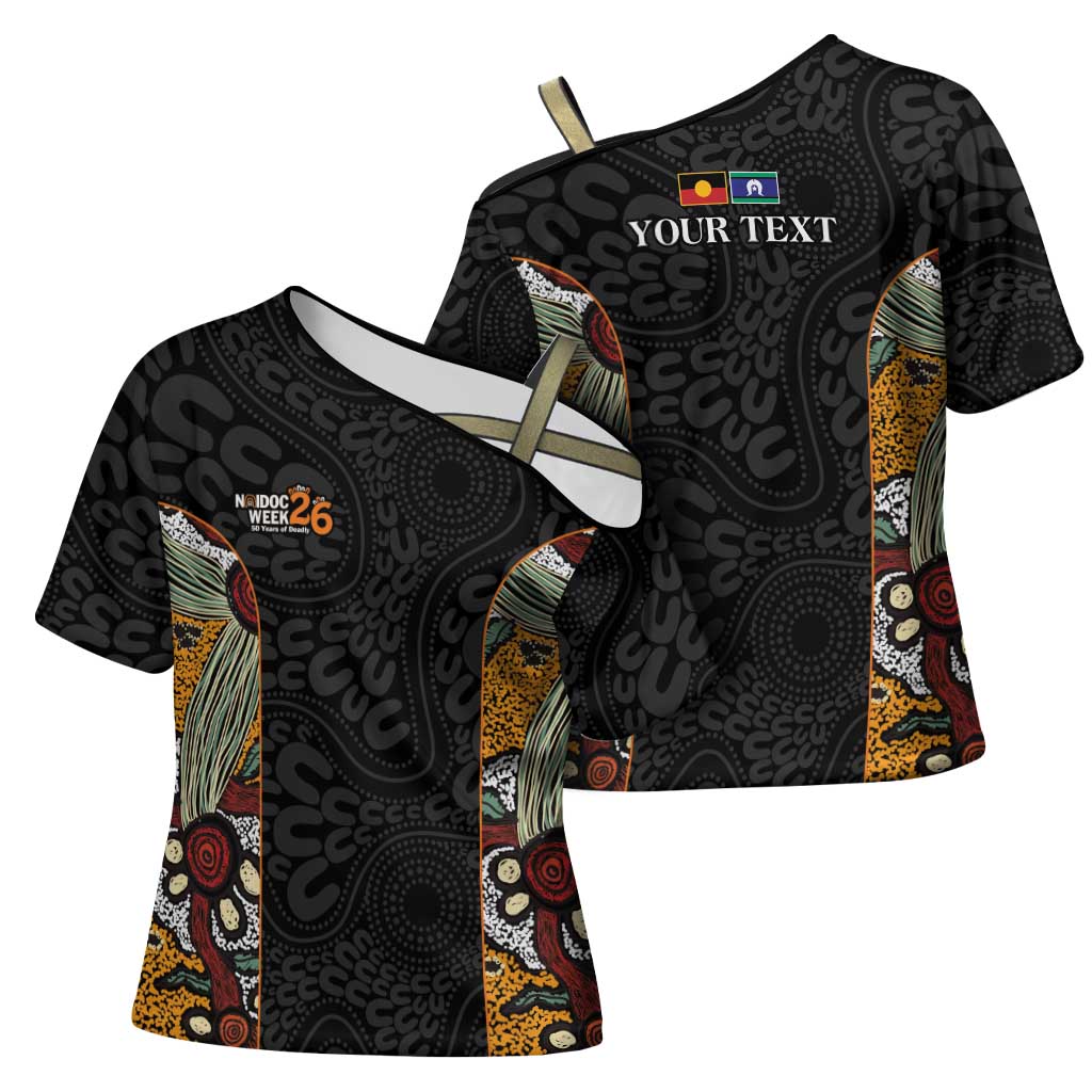 Personalised NAIDOC Deadly 50 Years Cross Shoulder Shirt Minimalist Aboriginal Art