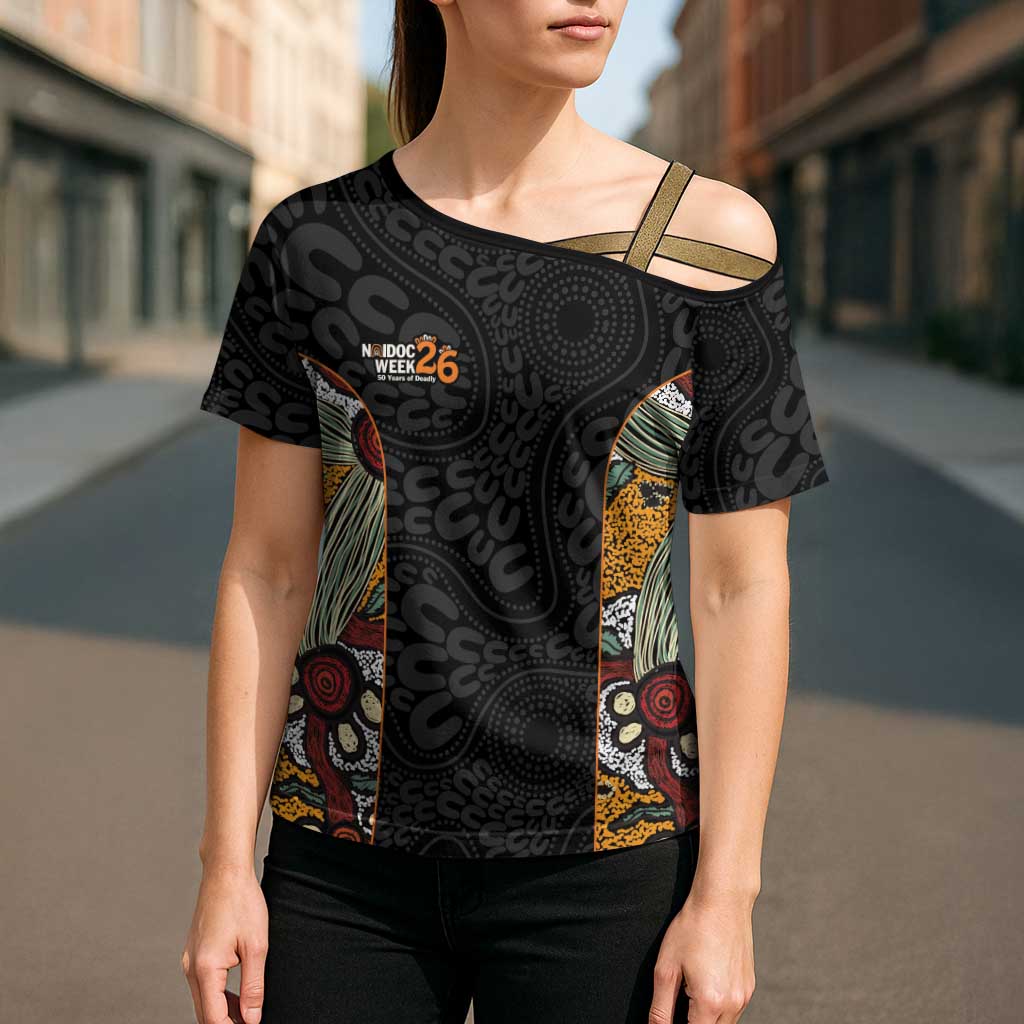 Personalised NAIDOC Deadly 50 Years Cross Shoulder Shirt Minimalist Aboriginal Art