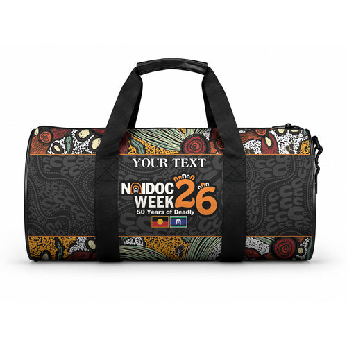 Personalised NAIDOC Deadly 50 Years Duffle Bag Minimalist Aboriginal Art
