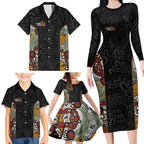 Personalised NAIDOC Deadly 50 Years Family Matching Long Sleeve Bodycon Dress and Hawaiian Shirt Minimalist Aboriginal Art