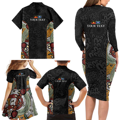 Personalised NAIDOC Deadly 50 Years Family Matching Long Sleeve Bodycon Dress and Hawaiian Shirt Minimalist Aboriginal Art