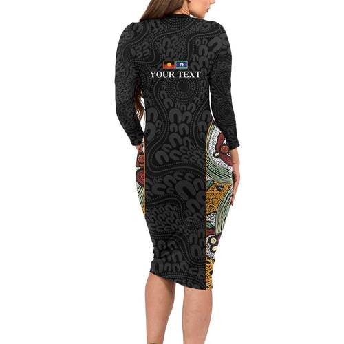 Personalised NAIDOC Deadly 50 Years Family Matching Long Sleeve Bodycon Dress and Hawaiian Shirt Minimalist Aboriginal Art