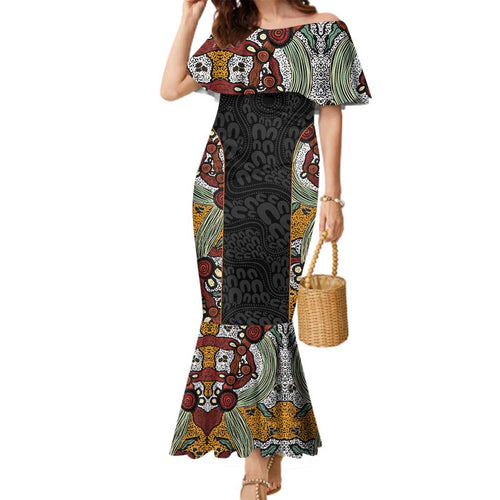 Personalised NAIDOC Deadly 50 Years Family Matching Mermaid Dress and Hawaiian Shirt Minimalist Aboriginal Art