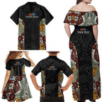 Personalised NAIDOC Deadly 50 Years Family Matching Off Shoulder Maxi Dress and Hawaiian Shirt Minimalist Aboriginal Art