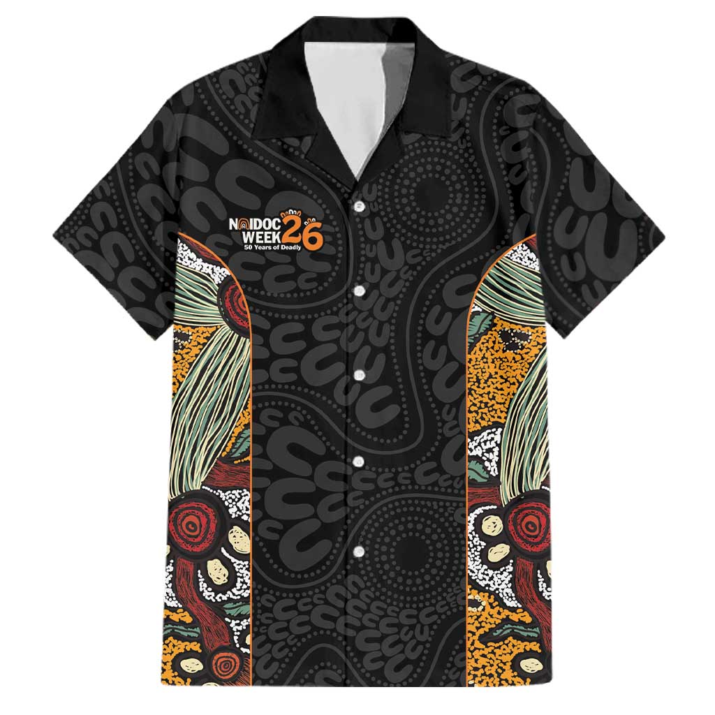 Personalised NAIDOC Deadly 50 Years Family Matching Off Shoulder Short Dress and Hawaiian Shirt Minimalist Aboriginal Art