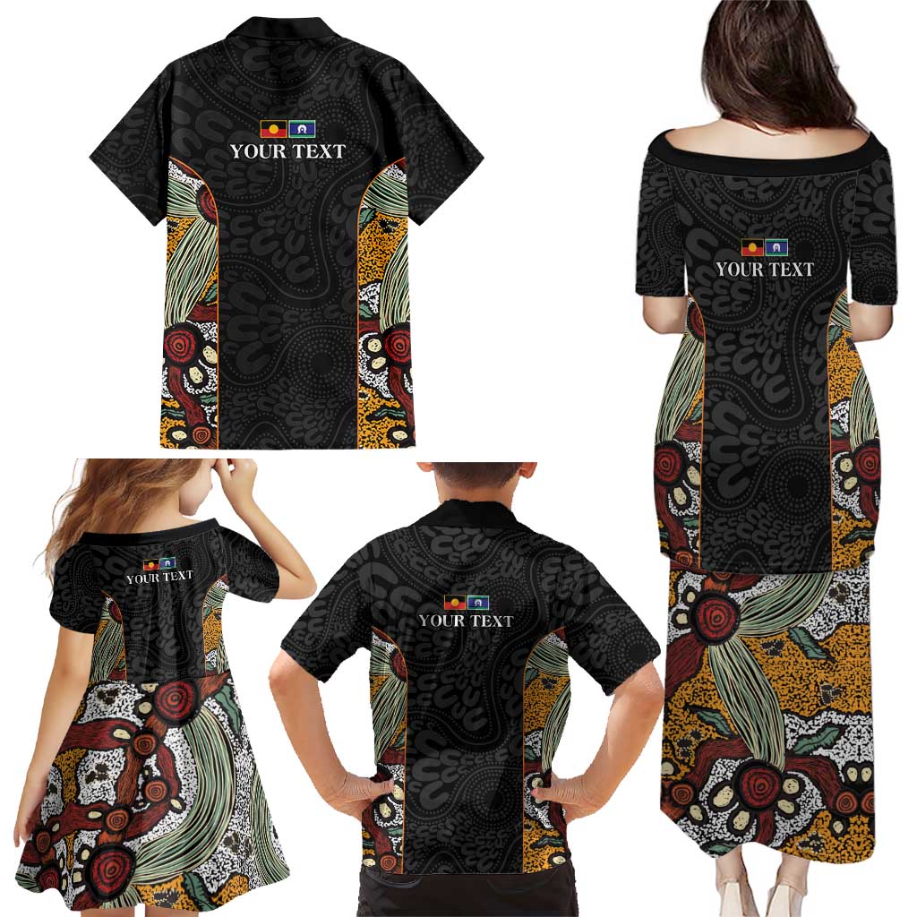 Personalised NAIDOC Deadly 50 Years Family Matching Puletasi and Hawaiian Shirt Minimalist Aboriginal Art