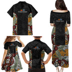 Personalised NAIDOC Deadly 50 Years Family Matching Puletasi and Hawaiian Shirt Minimalist Aboriginal Art