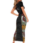 Personalised NAIDOC Deadly 50 Years Family Matching Short Sleeve Bodycon Dress and Hawaiian Shirt Minimalist Aboriginal Art