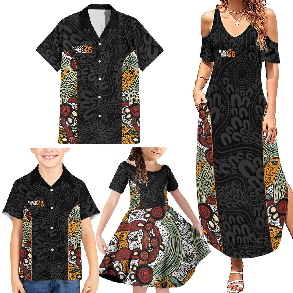 Personalised NAIDOC Deadly 50 Years Family Matching Summer Maxi Dress and Hawaiian Shirt Minimalist Aboriginal Art