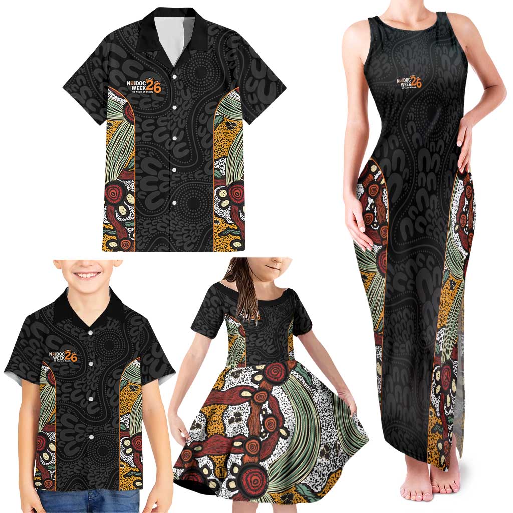 Personalised NAIDOC Deadly 50 Years Family Matching Tank Maxi Dress and Hawaiian Shirt Minimalist Aboriginal Art