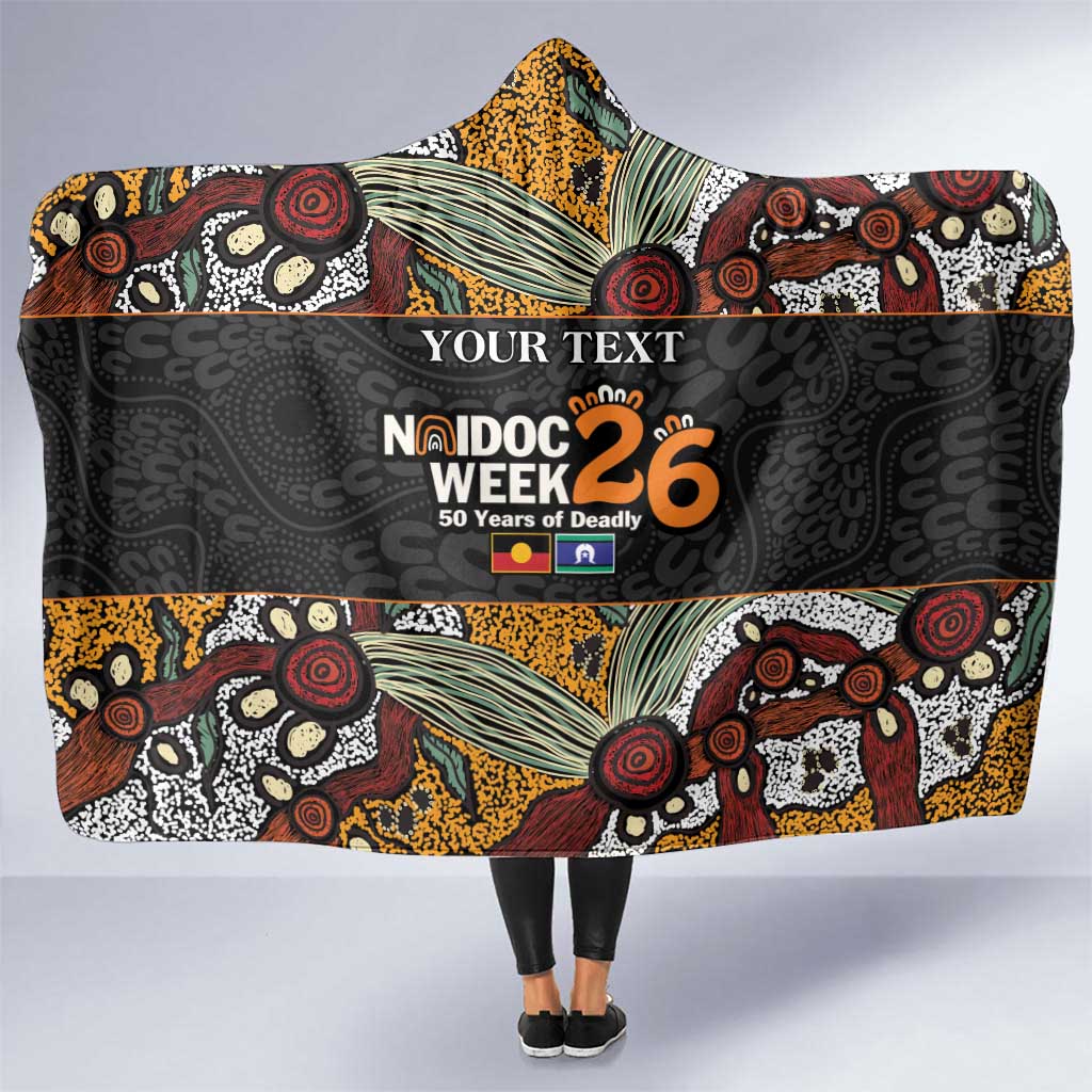 Personalised NAIDOC Deadly 50 Years Hooded Blanket Minimalist Aboriginal Art