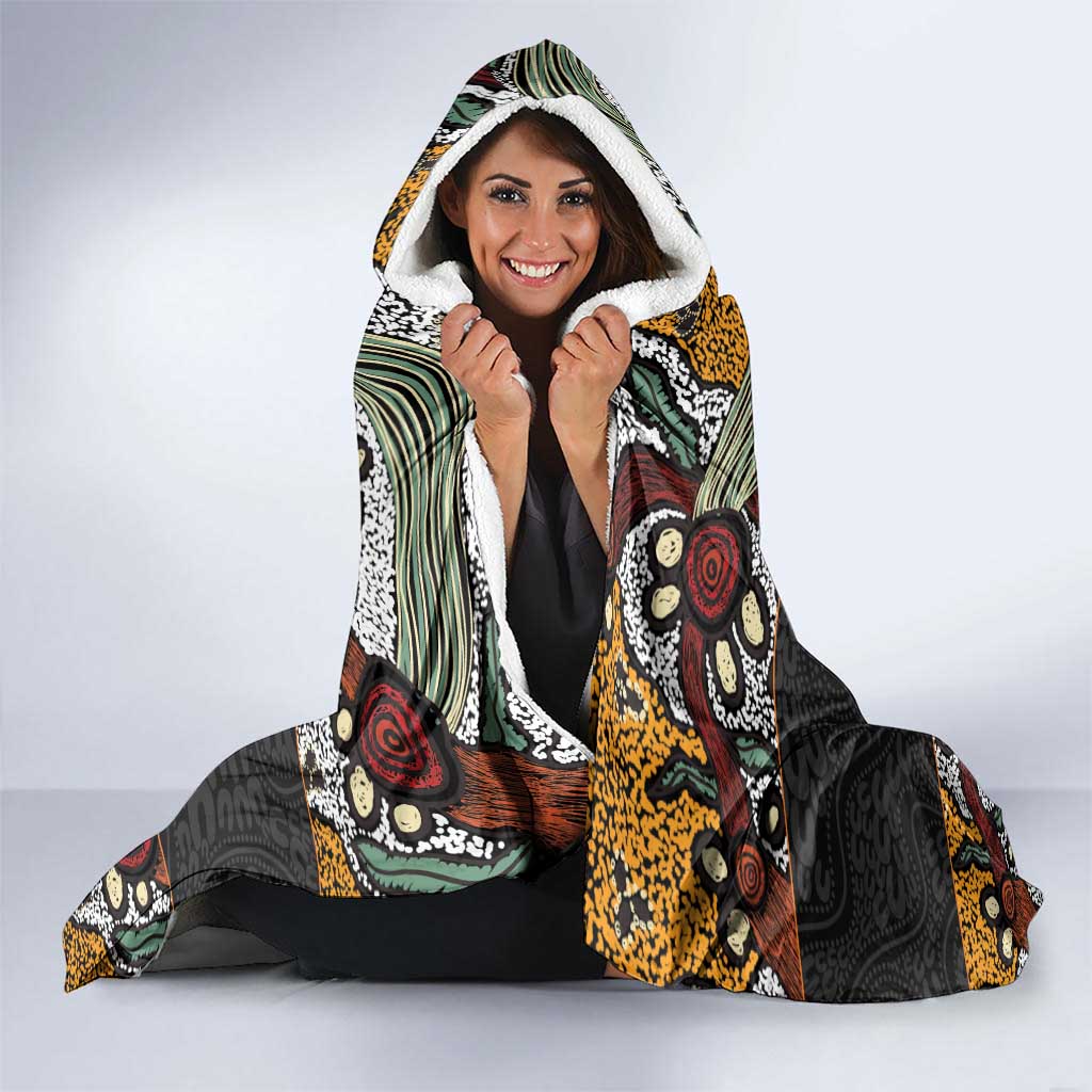 Personalised NAIDOC Deadly 50 Years Hooded Blanket Minimalist Aboriginal Art
