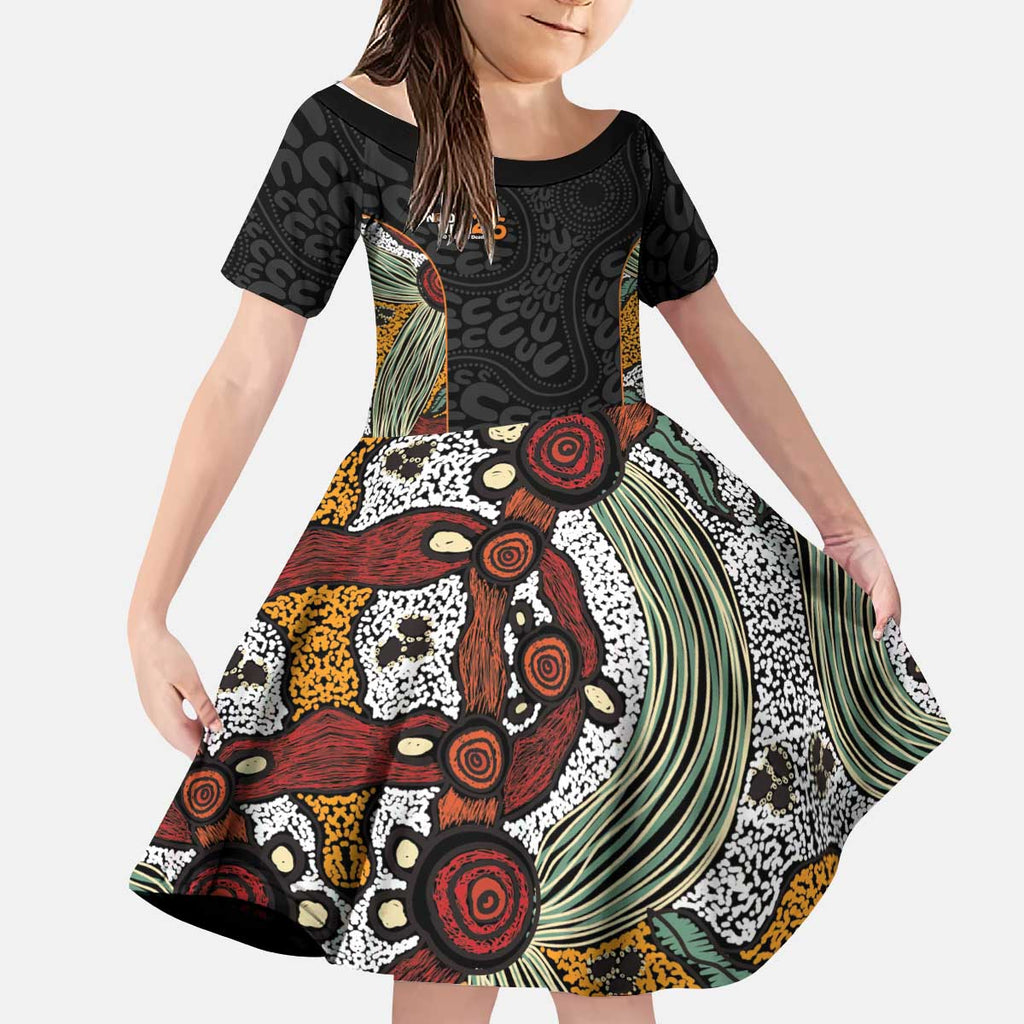 Personalised NAIDOC Deadly 50 Years Kid Short Sleeve Dress Minimalist Aboriginal Art