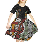 Personalised NAIDOC Deadly 50 Years Kid Short Sleeve Dress Minimalist Aboriginal Art