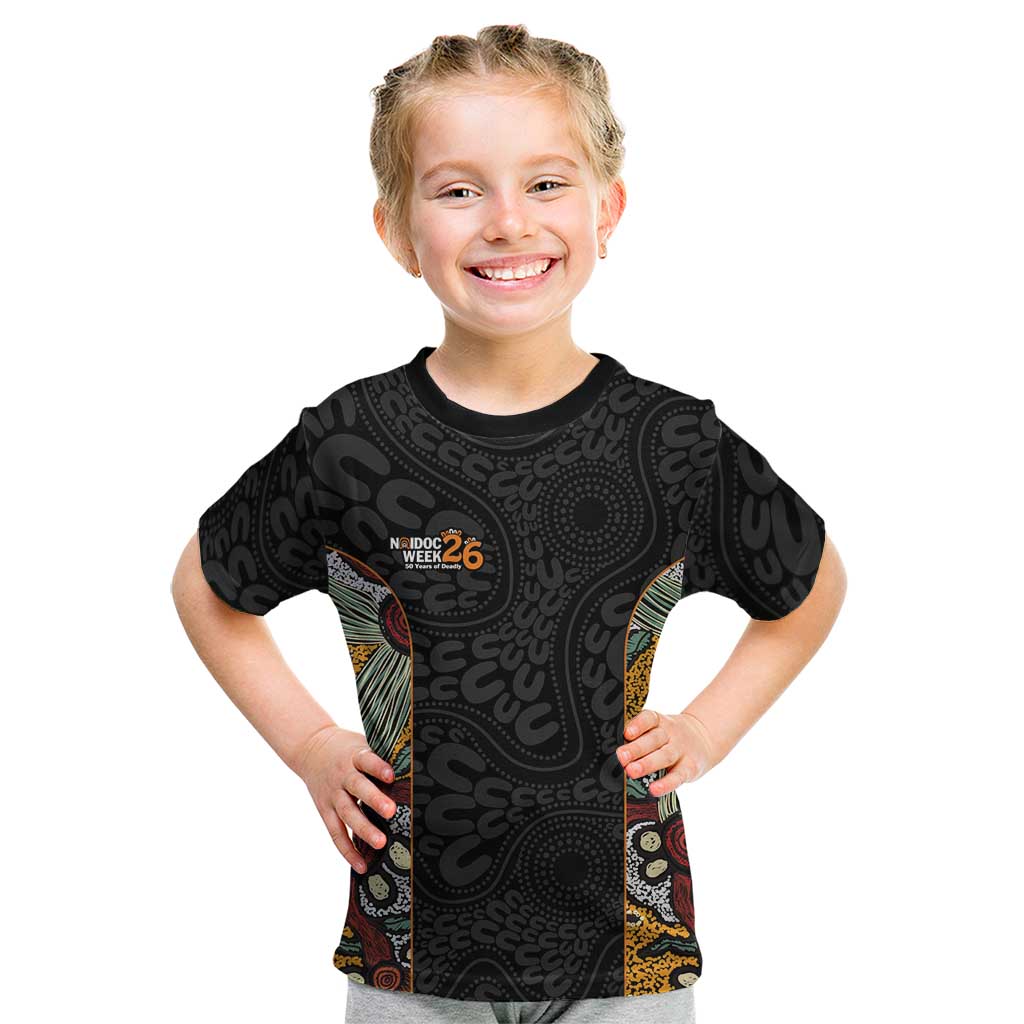 Personalised NAIDOC Deadly 50 Years Kid T Shirt Minimalist Aboriginal Art