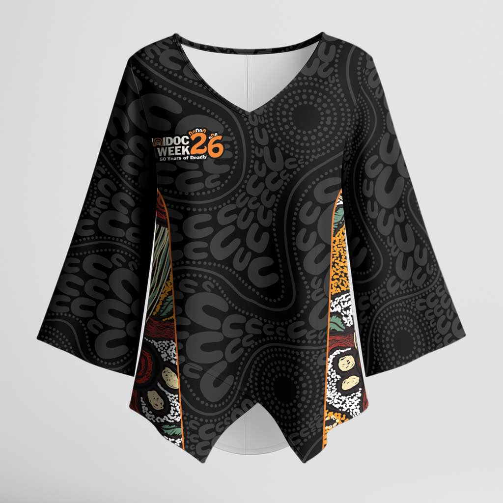 Personalised NAIDOC Deadly 50 Years Kimono Sleeve Blouse Minimalist Aboriginal Art