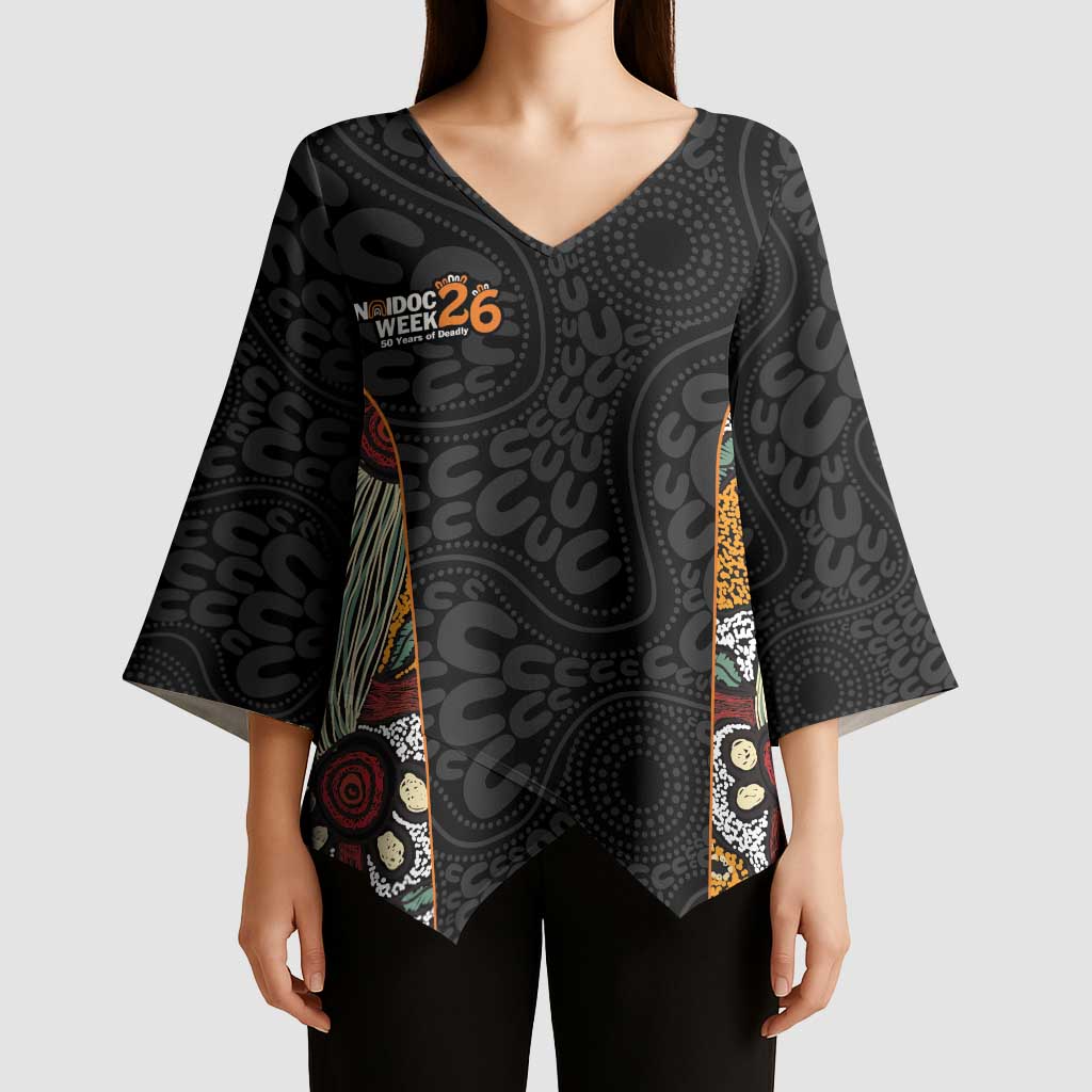 Personalised NAIDOC Deadly 50 Years Kimono Sleeve Blouse Minimalist Aboriginal Art